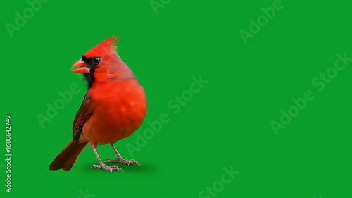A red cardinal stands out against a vibrant green backdrop