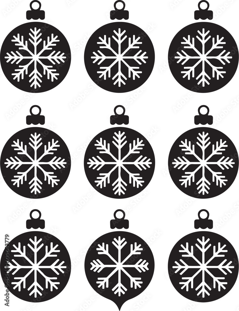 Fototapeta premium Snowflake Christmas Ornament Clipart Pack