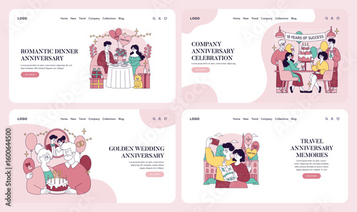 Anniversary Celebration Moments Vector Illustration Set