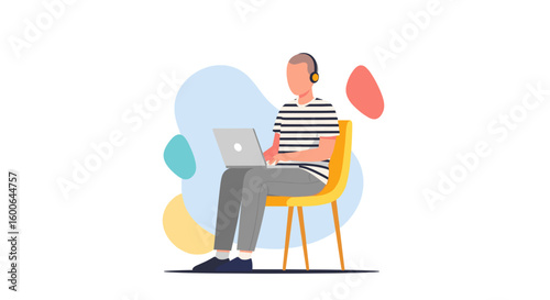 Person working on laptop, perfect for website banners or blog posts about remote work, technology, or communication.