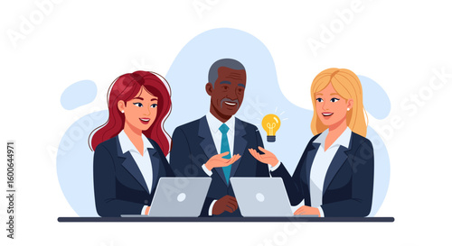 Diverse business team brainstorming, perfect for landing pages or marketing materials.