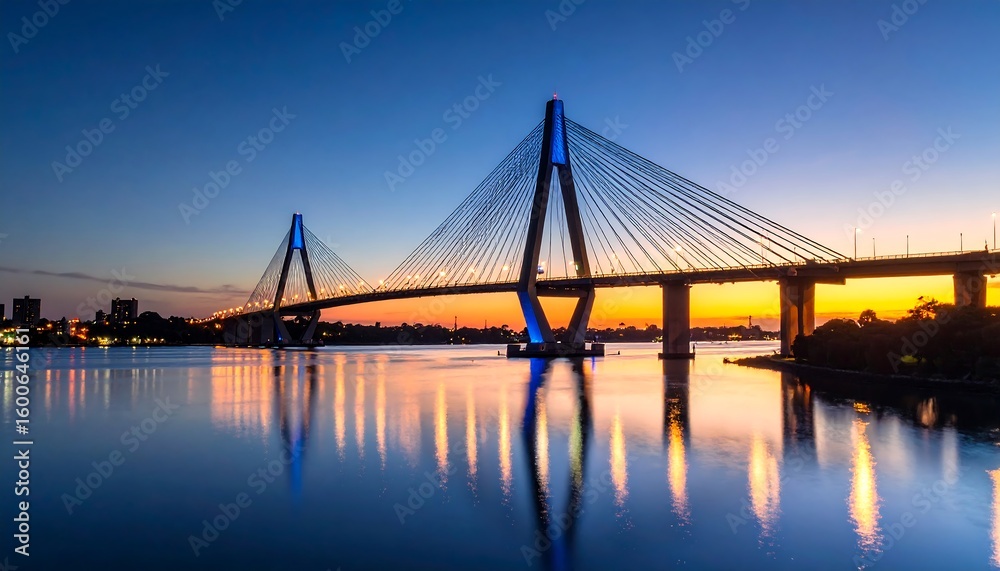 Obraz premium Cable-stayed bridge at dawn