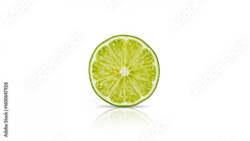 Lime slice separated on a plain white surface with clipping path