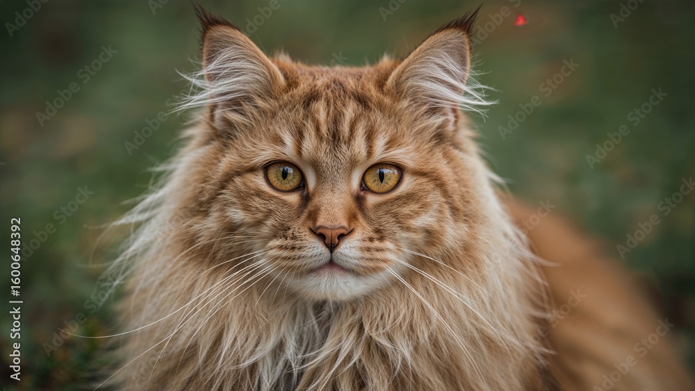 Portrait of a tabby cat with long fur Portrait of a tabby cat with long fur