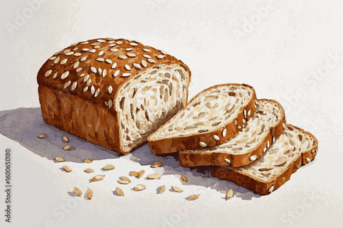 Earth Slice Whole wheat bread isolated watercolor vector illustration svg