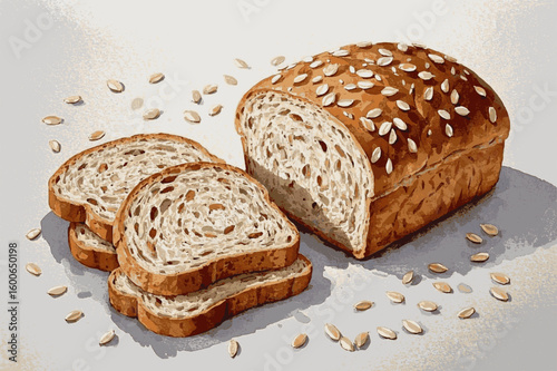 Grain Hymn Whole wheat bread isolated watercolor vector illustration svg