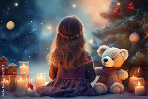クリスマスツリーと女の子