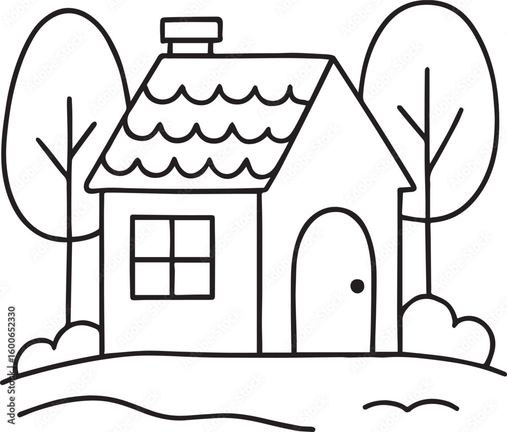 Naklejka premium Illustration of a House – Residential Building Vector or Drawing