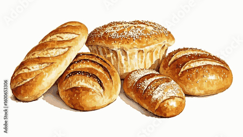 Daily Loaf bread isolated watercolor vector illustration svg