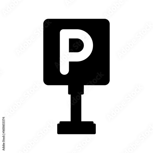 parking sign silhouette vector icon
