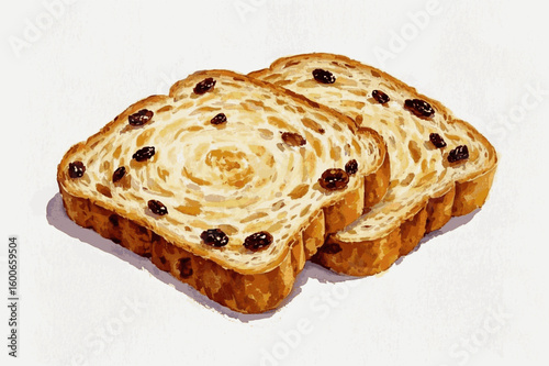 Gilded Pockets Raisin Bread isolated watercolor vector illustration svg