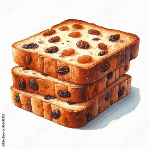 Raisin Drift Raisin Bread isolated watercolor vector illustration svg
