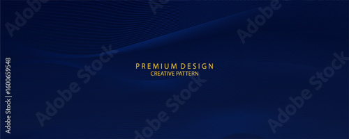 Premium background design with diagonal dark blue line pattern. Vector horizontal template for digital lux business banner, contemporary formal invitation, luxury voucher, prestigious gift certificate