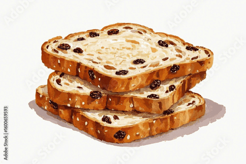 Crumb Jewels Raisin Bread isolated watercolor vector illustration svg
