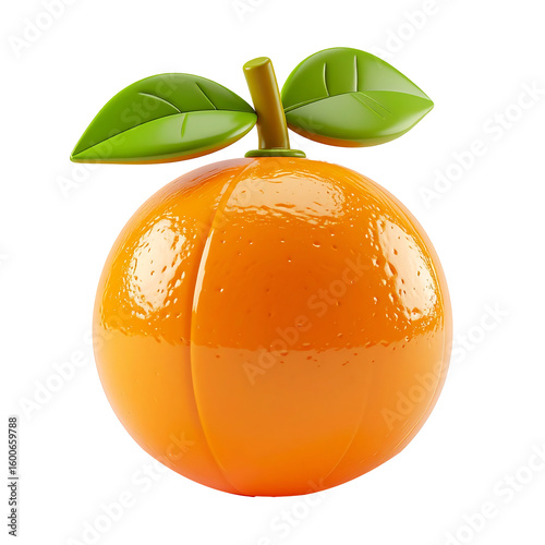 Toy style 3D orange fruit, plastic material, vibrant color, kid-friendly design