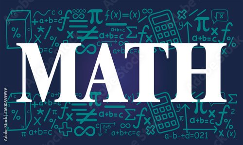 Seamless pattern with mathematical formulas on a chalkboard, back texture, Hand mix drawn math symbols. Math symbols trendy modern geometric, Vector illustration of chalkboard and math formulas