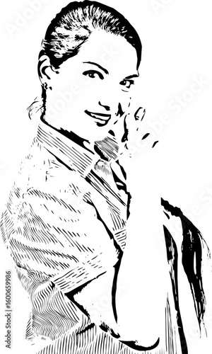 Happy woman holding fingers crossed