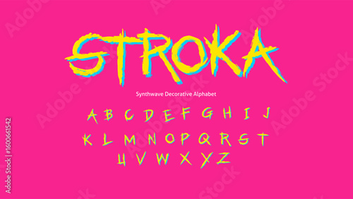 Bold neon brush font in yellow and blue with raw strokes and punk energy. Perfect for games, cyberpunk art, music posters, streetwear, album covers, branding, and edgy creative projects