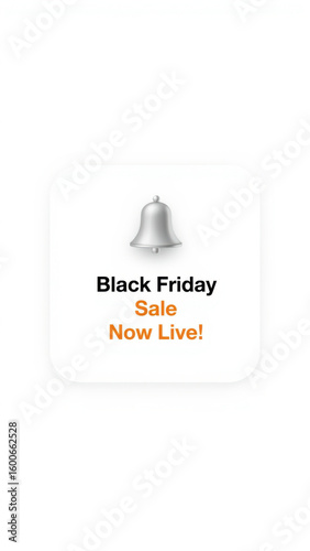 Black friday sale now live notification with bell icon
