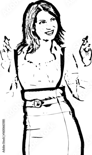 Business woman with fingers crossed