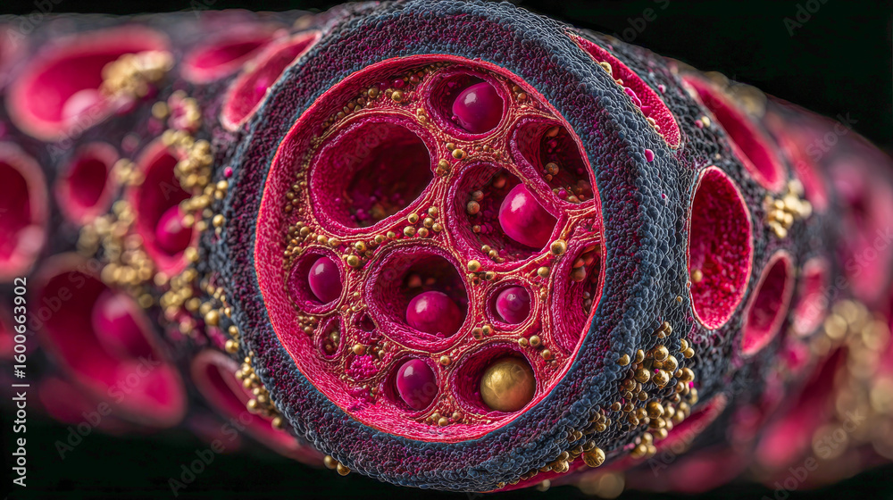 Obraz premium A detailed cross-section reveals the complexity of an artery grappling with plaque accumulation