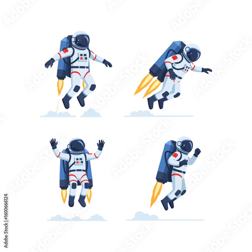 Jetpack Astronaut Vector Art – Space and Astronomy Concept flat style