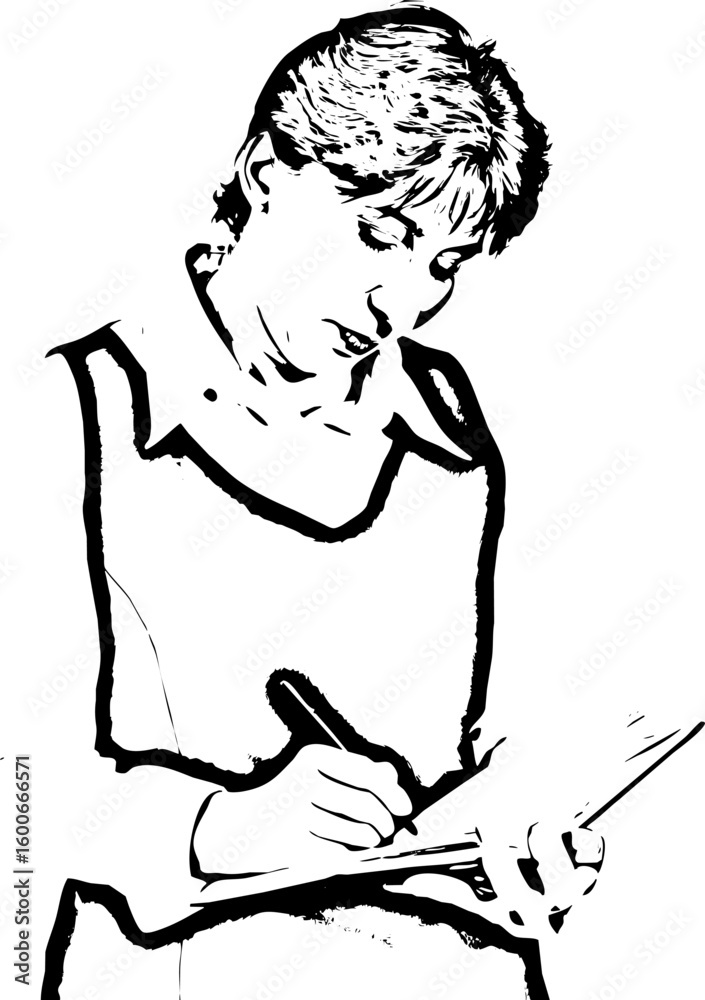 Fototapeta premium Executive serious woman writing in agenda