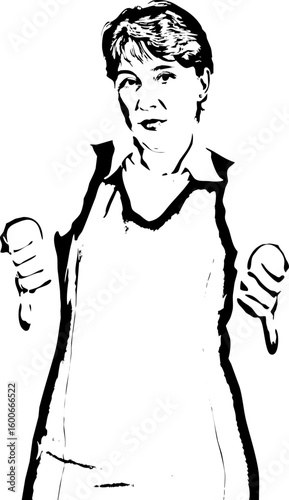 Mature corporate woman with thumbs down