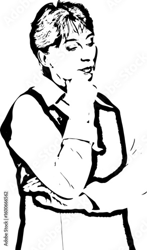 Thinking sad mature woman
