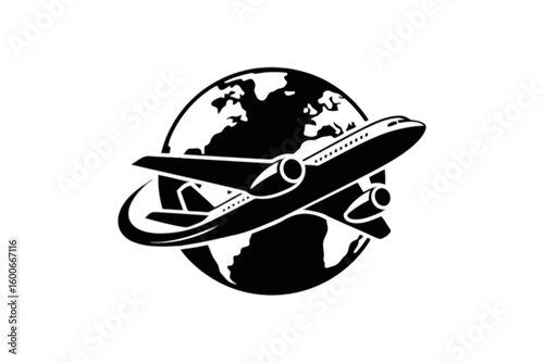 Airplane circling the globe aircraft travel
