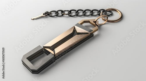 Modish keychains with geometric angles and lines.