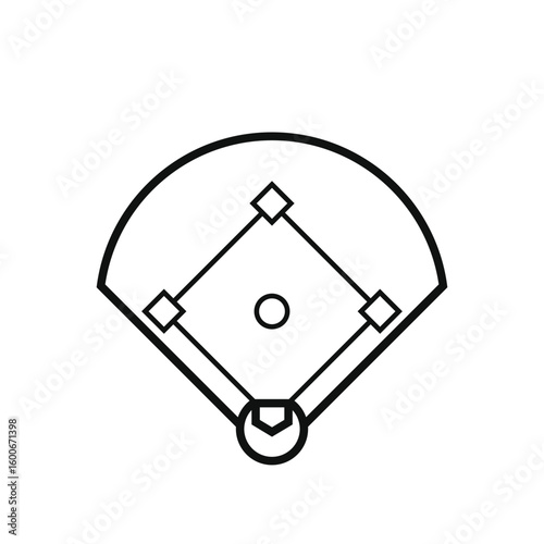 Baseball field linear icon softball game template