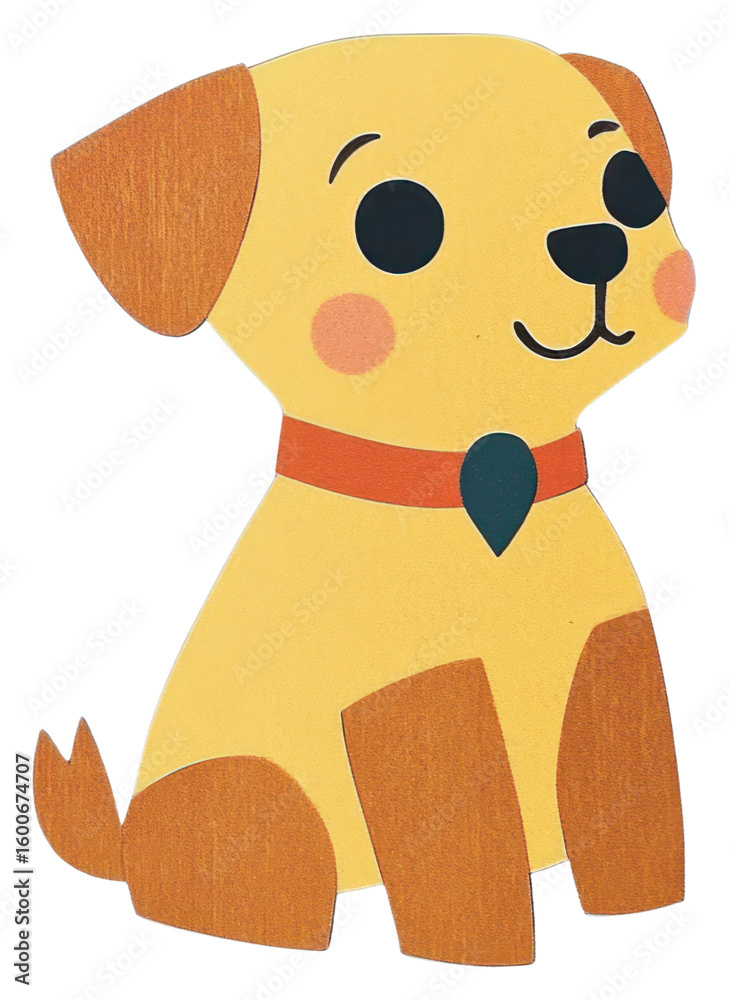 Fototapeta premium PNG Papercut brown puppy cartoon playful animal.