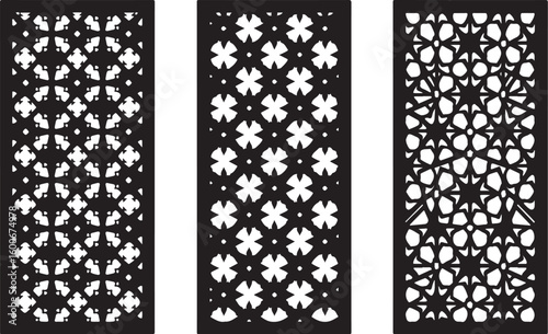 Intricate Black Geometric Laser Cut Panels