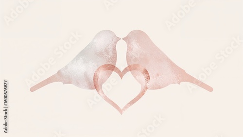 Valentine's Day theme with bird outline forming a heart against a gentle pastel background