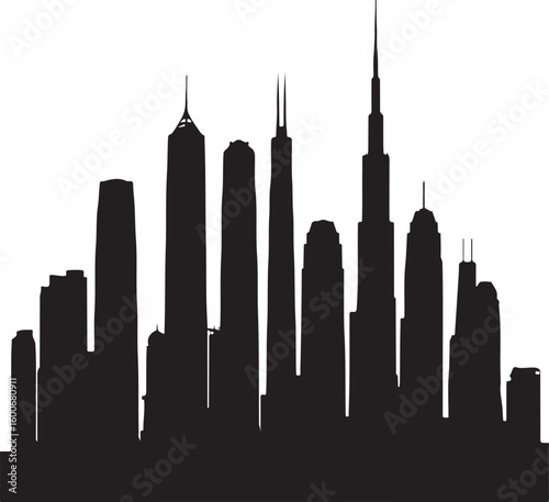 Diverse city skyline silhouette cityscape skyscrapers