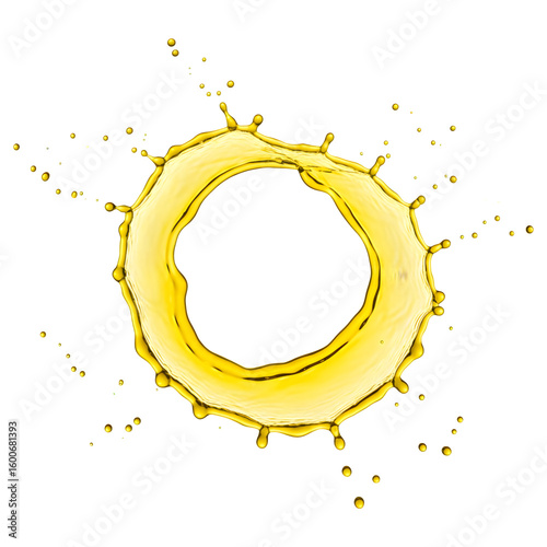 Golden Oil Splash Ring on Transparent Background