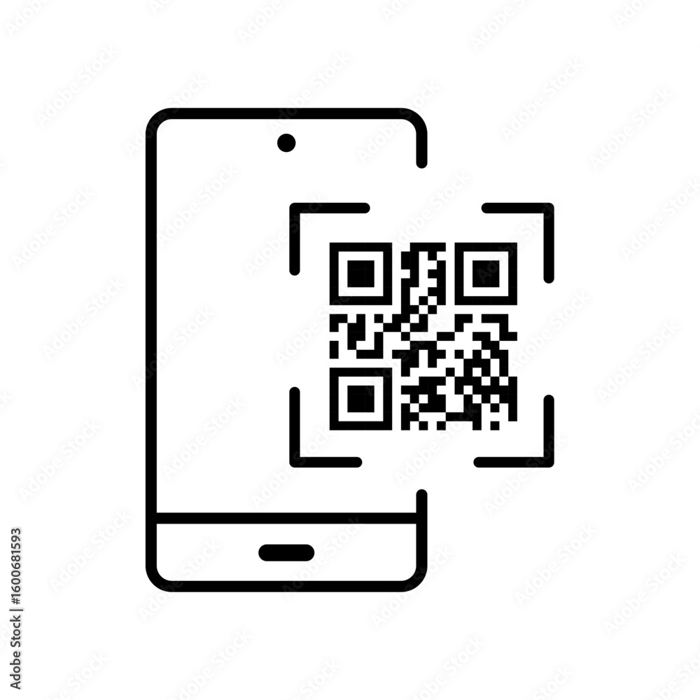 Phone and QR code scanner icon Phone and QR code scanner icon