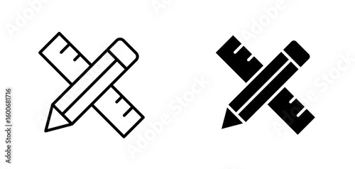 Design icon. Pencil and ruler symbol