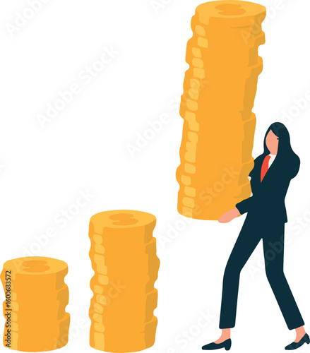 A business women carrying a lot of money