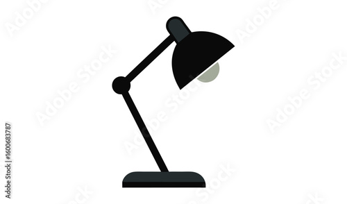 Modern black desk lamp with adjustable arm and bulb