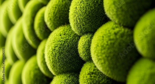 Lush Green Moss Balls: A Textured Abstract of Nature's Softness