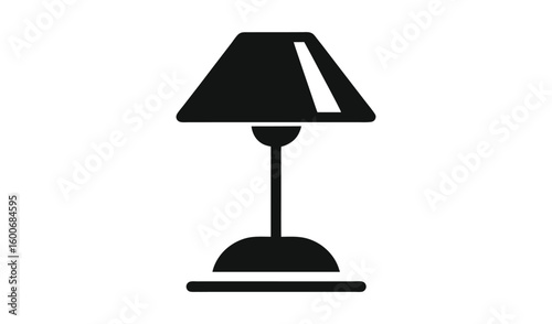 Simple black silhouette of a table lamp