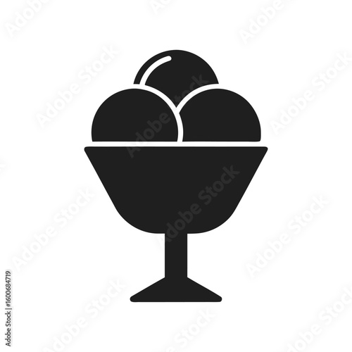 Flat black silhouette of a takeaway ice cream cup in vector format. Clean and professional design for digital, print, or logo use.