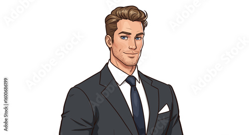 Confident professional man in formal suit on white background