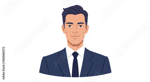 Professional businessman portrait in flat design with formal suit and
