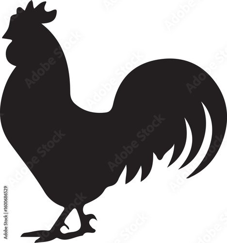 rooster called icon set , rooster crowing in the morning silhouette icon, solid black rooster vector icon, rooster illustration set,