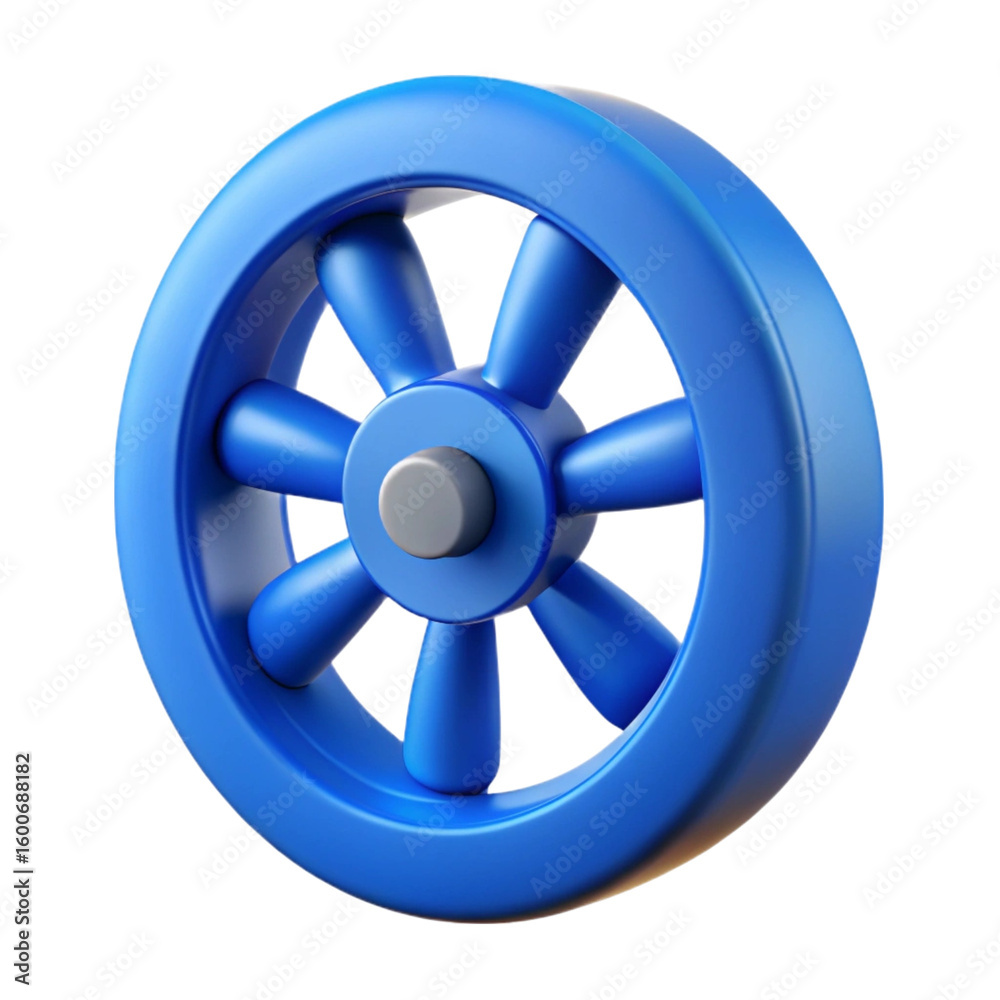 Obraz premium 3d rendered blue wheel with gray center on a black background isolated graphic