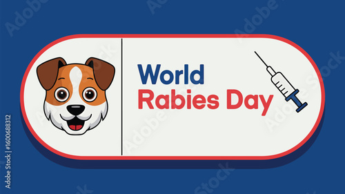 World Rabies Day Awareness Poster Illustration with Dog, Vaccine, Injection and Medical Symbols