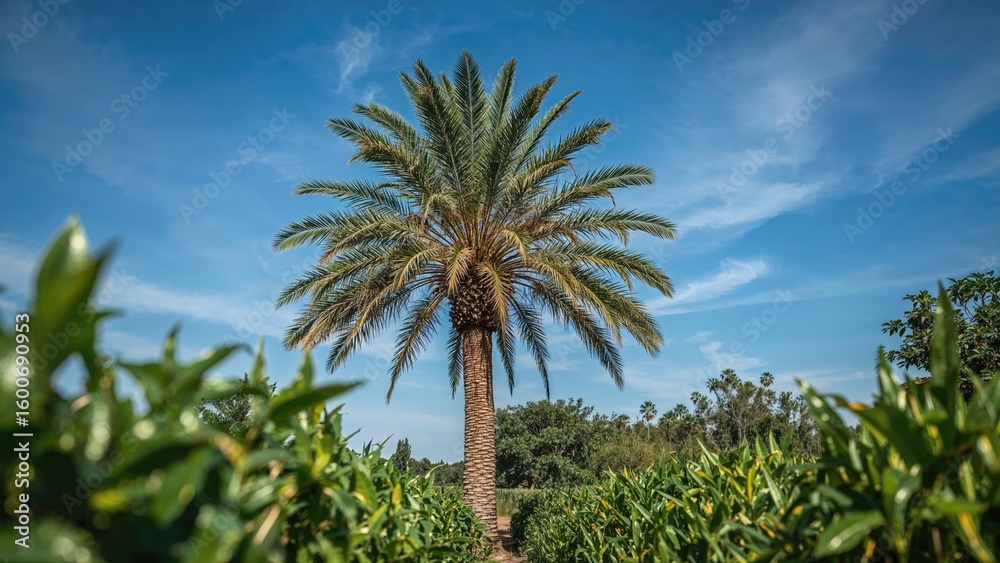Obraz premium Blue sky behind a sugar palm tree